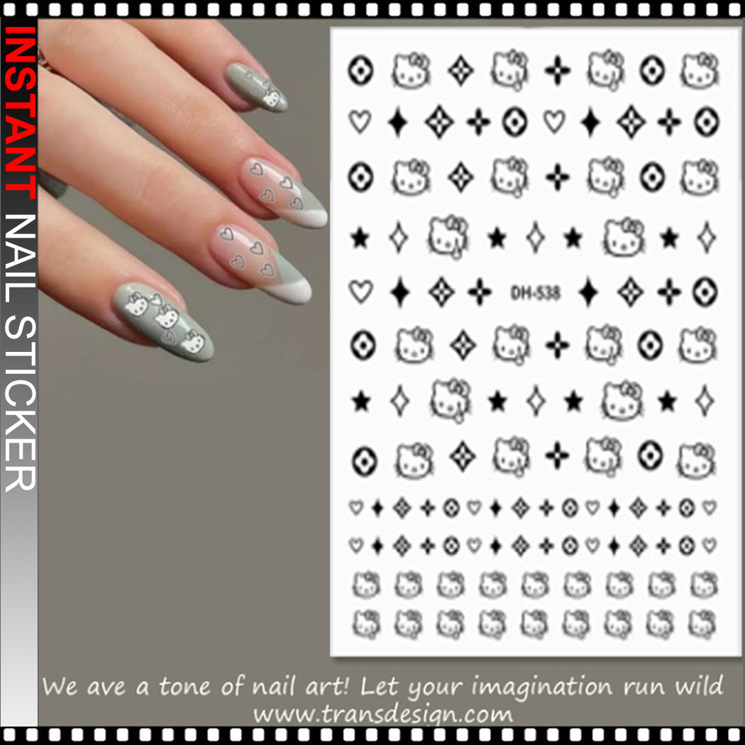 NAIL STICKER Cartoon, Hello Kitty & LV Black #DH-538
